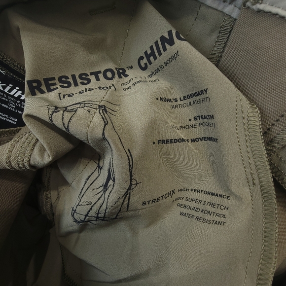 Kuhl Resistor Tapered Chino Pants Khaki Mens Size 32x30(32x28) StretchX Fabric - Picture 5 of 12